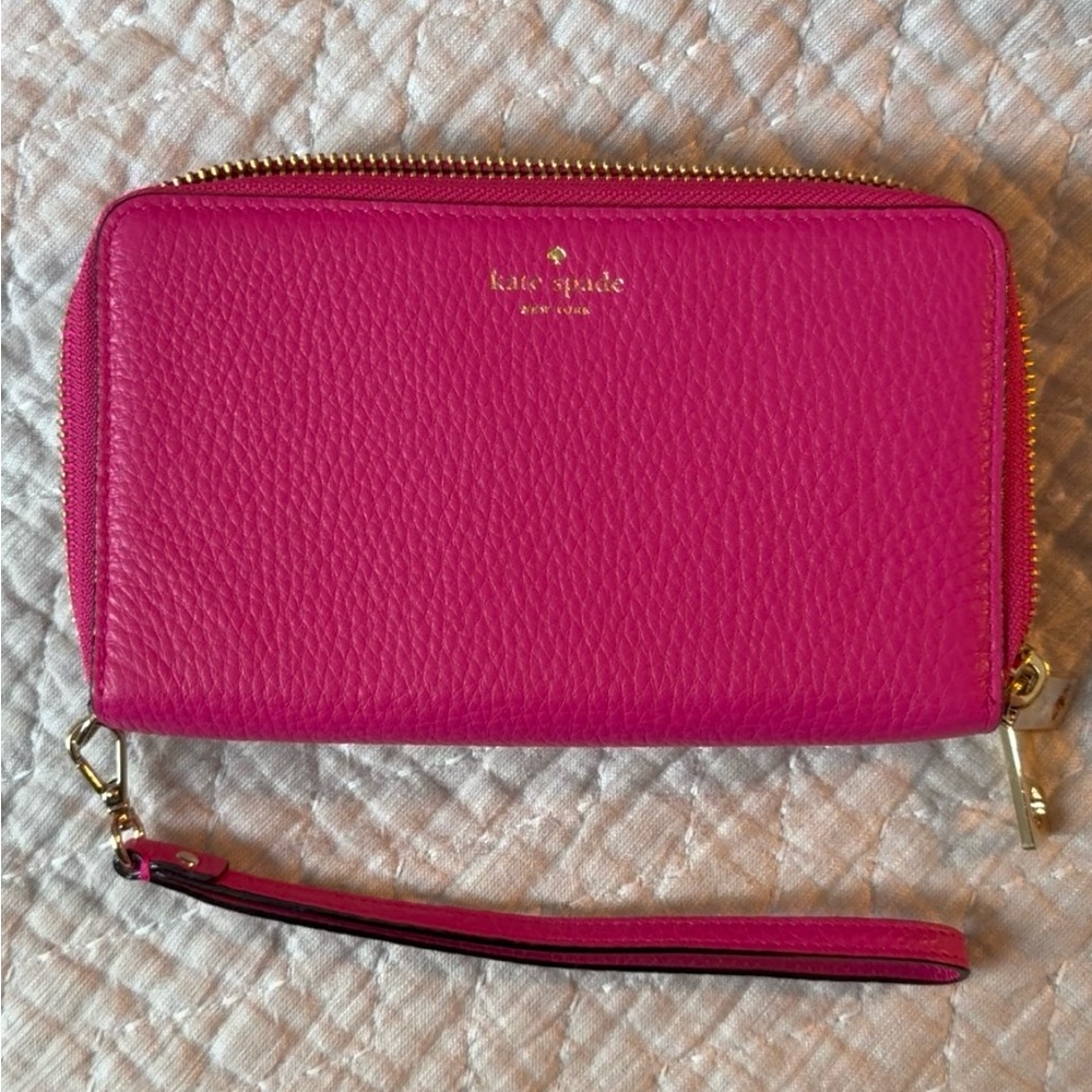 Kate Spade Pink Pebbled Leather Clutch